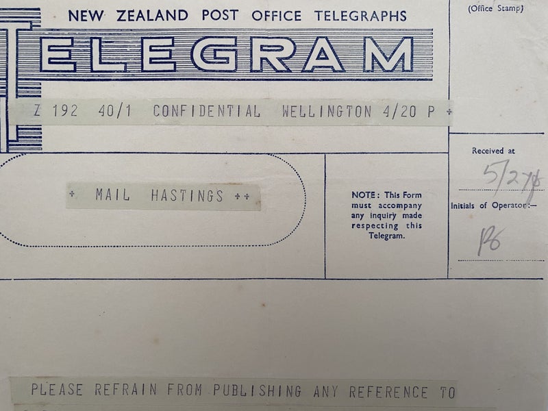 VINTAGE NEW ZEALAND POST OFFICE TELEGRAM Carousel 1