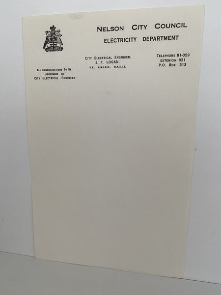 VINTAGE LETTERHEAD: Nelson City Council Electricity Department Carousel 2