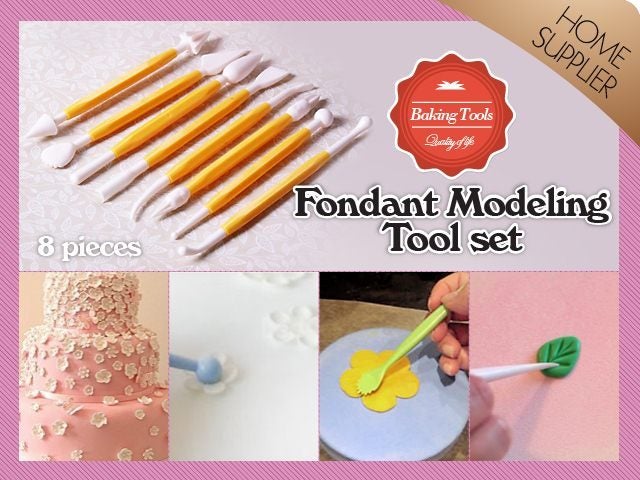 Fondant modelling tool set, 8 pieces629490533109781127