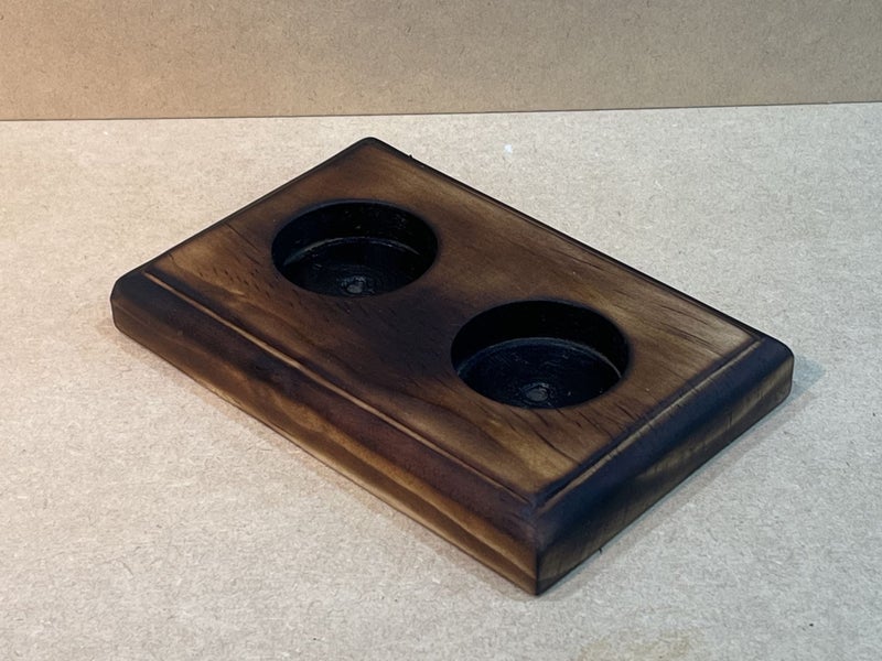 2 Candle Tealight Candle Holder - Rustic Blackened Pine - Handmade Carousel 1