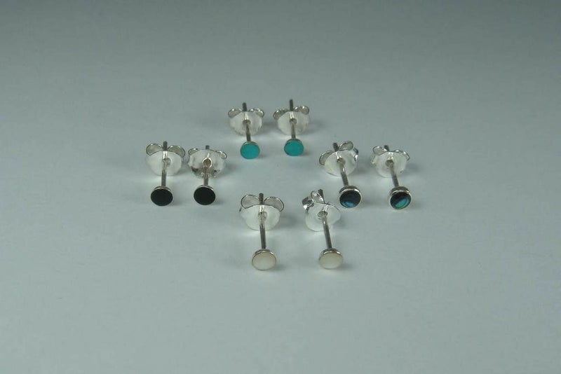 Studs | round | 2mm | Paua Shell | 925 Sterling Silver #619 Carousel 8