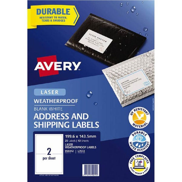 Avery Laser Weatherproof Address & Shipping Labels (20pcs) Carousel 1