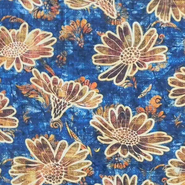 Quilting Patchwork Sewing Fabric Heirloom Blue Floral 50x55cm FQ Carousel 2