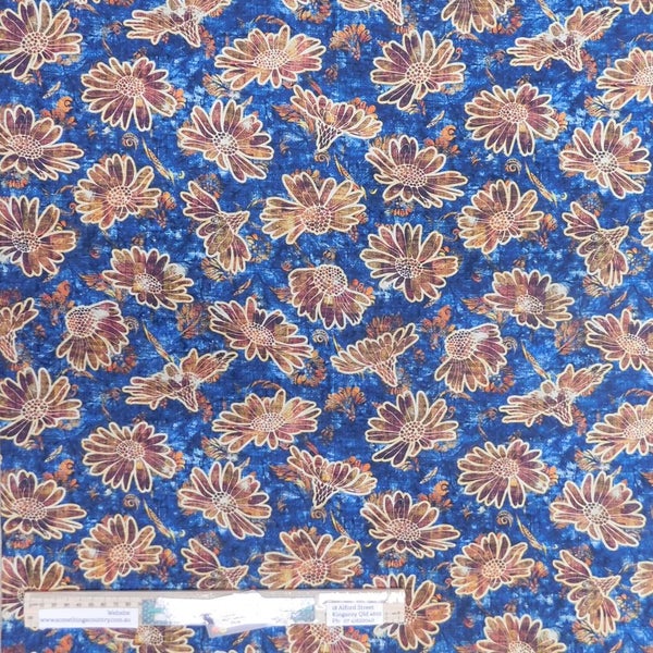 Quilting Patchwork Sewing Fabric Heirloom Blue Floral 50x55cm FQ Carousel 4