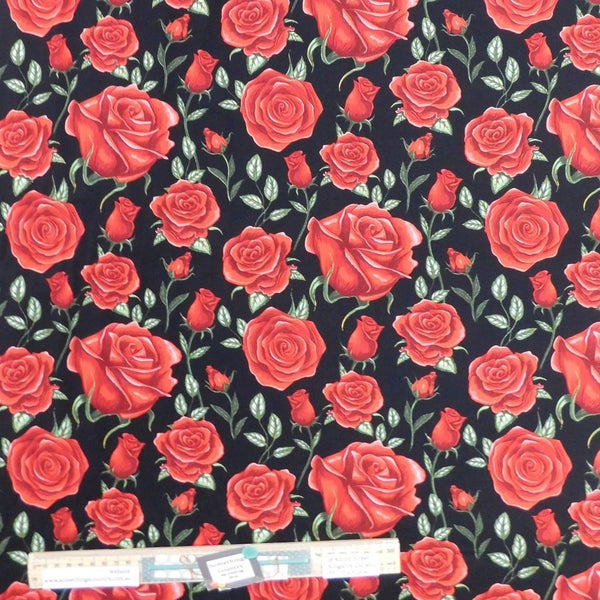 Quilting Patchwork Sewing Fabric Flower Market Roses 50x55cm FQ Carousel 3