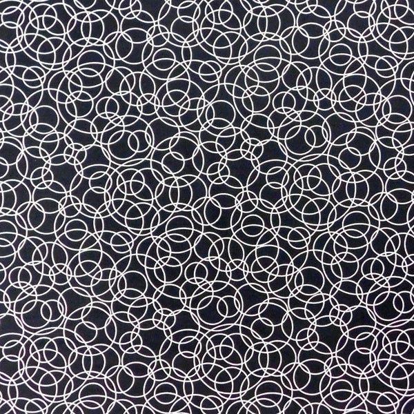 Quilting Patchwork Sewing Fabric Black Circles 50x55cm FQ Carousel 2