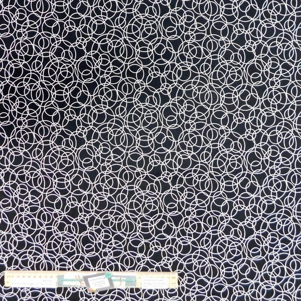 Quilting Patchwork Sewing Fabric Black Circles 50x55cm FQ Carousel 4