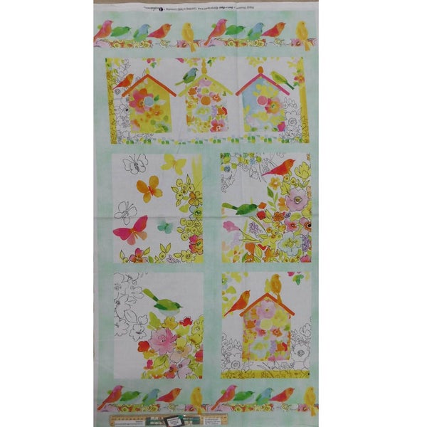 Patchwork Quilting Fabric Happy Meadow Birdhouse Panel 60x110cm Carousel 2