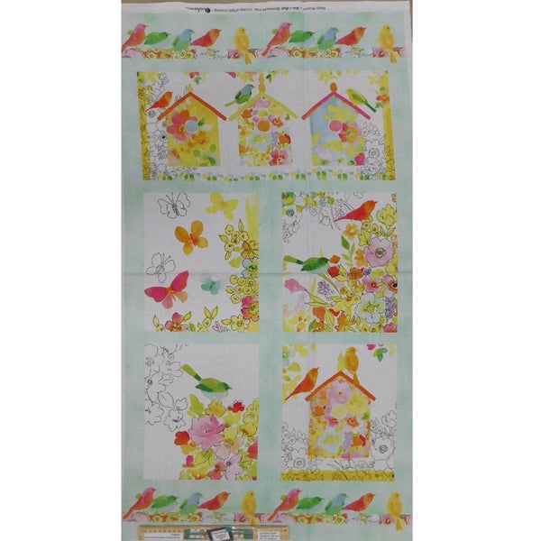 Patchwork Quilting Fabric Happy Meadow Birdhouse Panel 60x110cm Carousel 3