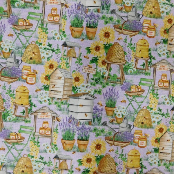 Quilting Patchwork Sewing Fabric Bee Culture Lavender 50x55cm FQ Carousel 3