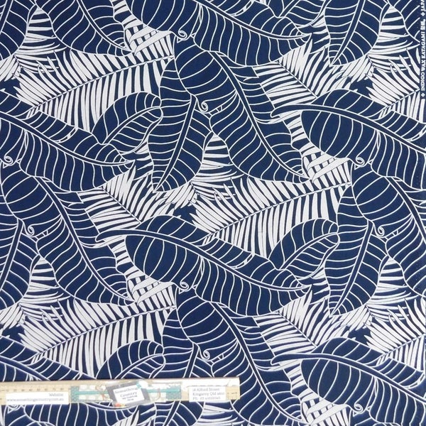 Quilting Patchwork Sewing Fabric Indigo Palm Leaf 50x55cm FQ Carousel 3