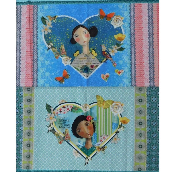 Patchwork Quilting Sewing Fabric Heart Led Life Panel 62x110cm Carousel 2