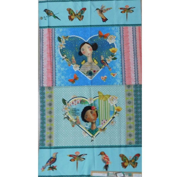 Patchwork Quilting Sewing Fabric Heart Led Life Panel 62x110cm Carousel 7