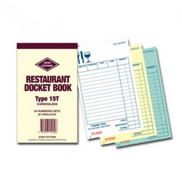 Zions Carbonless Triplicate Restaurant Docket Book Carousel 1