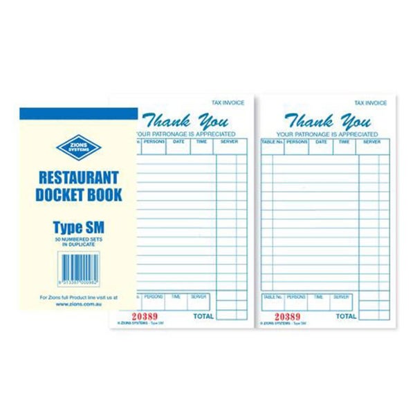 Zions Restaurant Docket Book (Small) Carousel 1