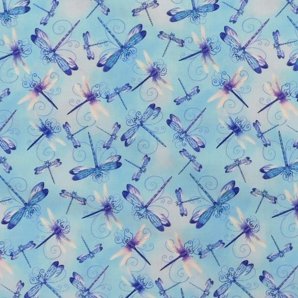 Quilting Patchwork Sewing Fabric Dragonfly Lagoon 50x55cm FQ Carousel 3