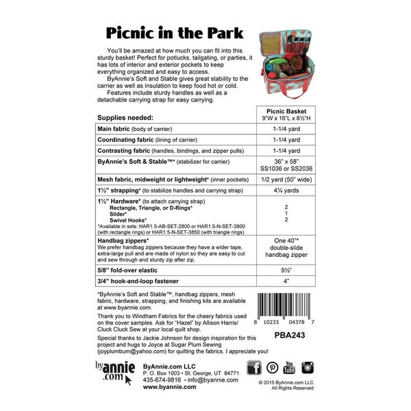 Quilting Sewing Patchwork By Annie Picnic in the Park Pattern Only Carousel 2