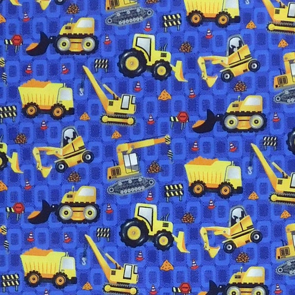 Patchwork Quilting Sewing Fabric Construction Trucks 50x55cm FQ Carousel 1