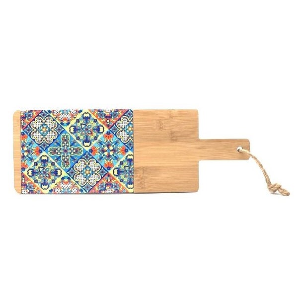 French Country Kitchen Wooden Serving Large Cheese Board Half Tile Inlay Carousel 1