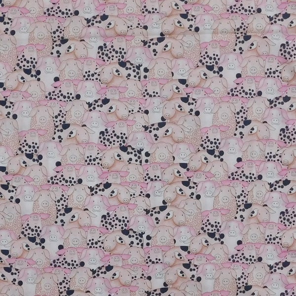 Patchwork Quilting Sewing Fabric Hay Pink Piggies 50x55cm FQ Carousel 7