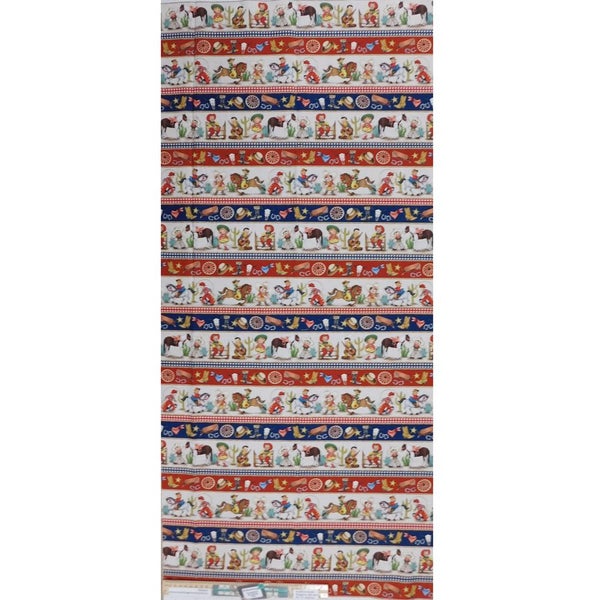 Patchwork Quilting Fabric Happy Trails Cowboy Border 1/2m Cut 50x110cm Carousel 2