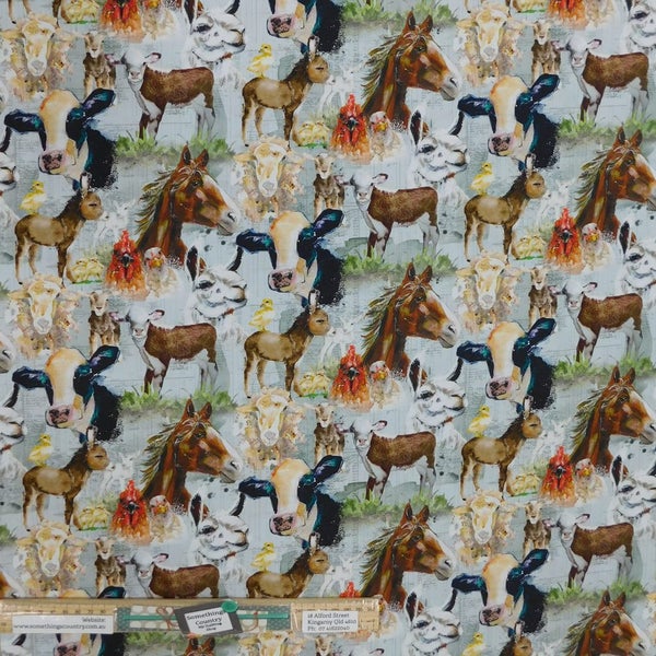 Quilting Patchwork Fabric Farm Life Animals Allover 50x55cm FQ Carousel 6