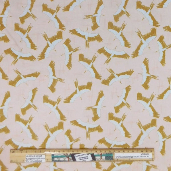 Quilting Patchwork Sewing Fabric Peach Birds 50x55cm FQ Carousel 1