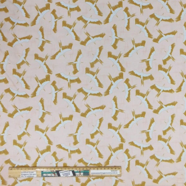 Quilting Patchwork Sewing Fabric Peach Birds 50x55cm FQ Carousel 2