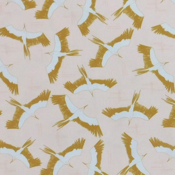 Quilting Patchwork Sewing Fabric Peach Birds 50x55cm FQ Carousel 3