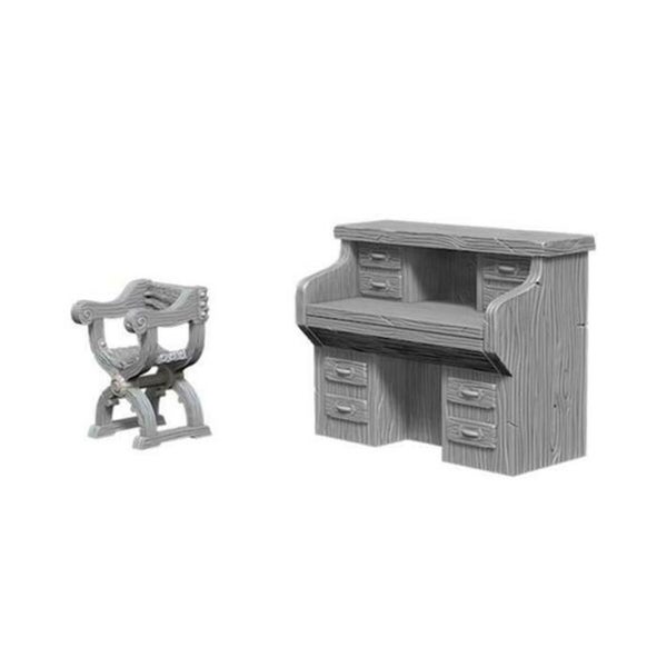WizKids Deep Cuts Unpainted Miniatures Desk & Chair Carousel 1