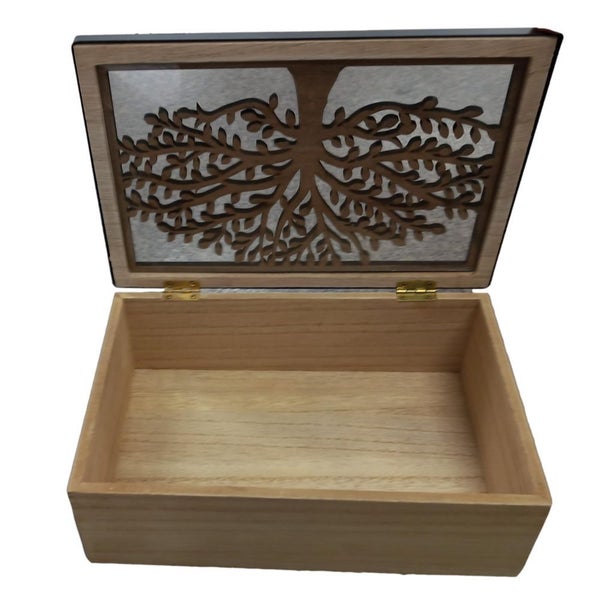 Kitchen Classic Black With Tree Wooden Box with Glass Lid BX494 Carousel 2