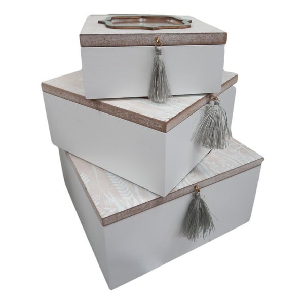 Wooden Storage Boxes Set of 3 with Photo Holders BX478A Carousel 4