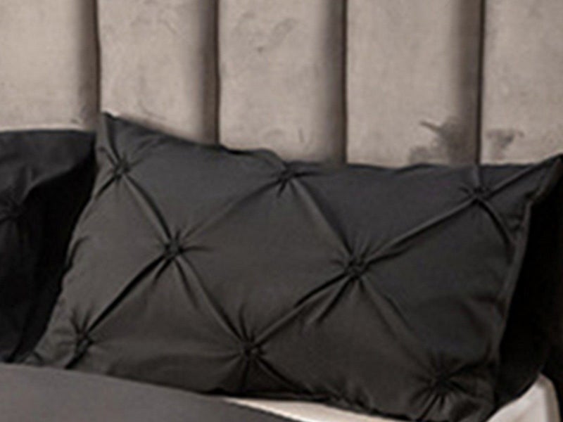 2Pcs Pintuck Bedding Set Pinch Pleat Duvet Cover Set Black Single Carousel 3