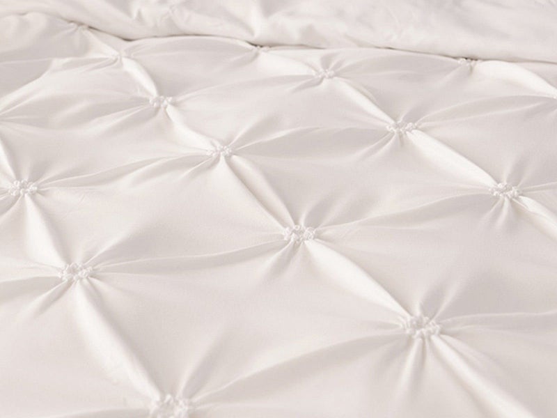 3Pcs Pintuck Bedding Set Pinch Pleat Duvet Cover Set White Double Carousel 2