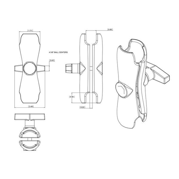 RAM Tab-Tite Cradle - 10" Tablets with Double U-Bolt Rail Mount (C Series) Carousel 10