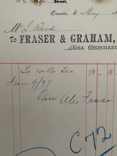 ANTIQUE INVOICE: Fraser & Graham, Dunedin – Tea Merchants 1897 Carousel 1