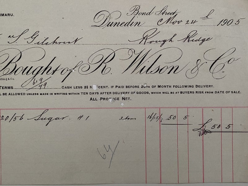 ANTIQUE INVOICE: R. Wilson & Co. Dunedin 1905 (119yo) Carousel 1