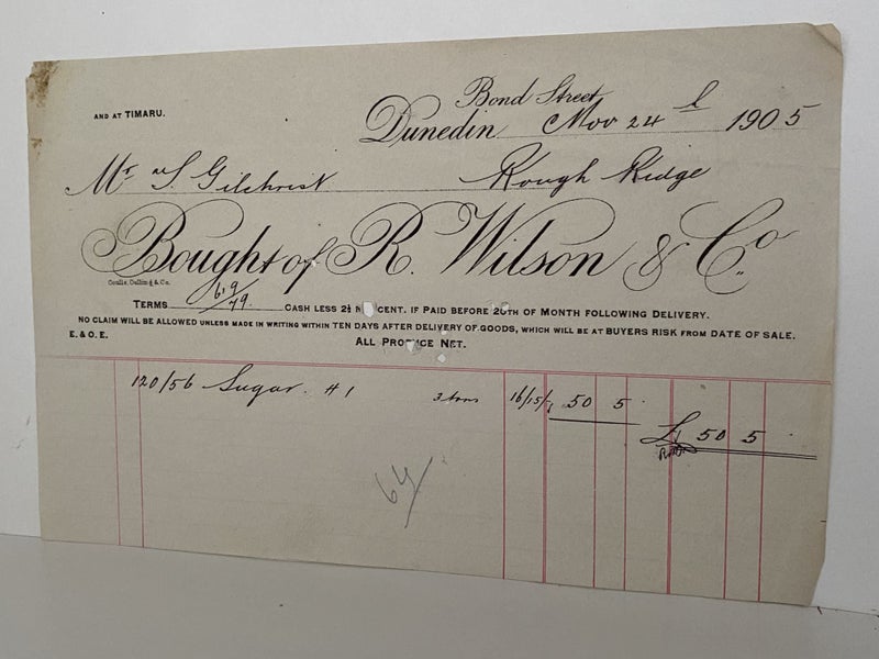 ANTIQUE INVOICE: R. Wilson & Co. Dunedin 1905 (119yo) Carousel 2