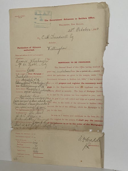 ANTIQUE MORTGAGE: The Government Advances To Settlers Office, Wellington 1902 Carousel 2