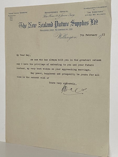 ANTIQUE LETTERHEAD: The New Zealand Picture Supplies Ltd, Wellington 1923 Carousel 2