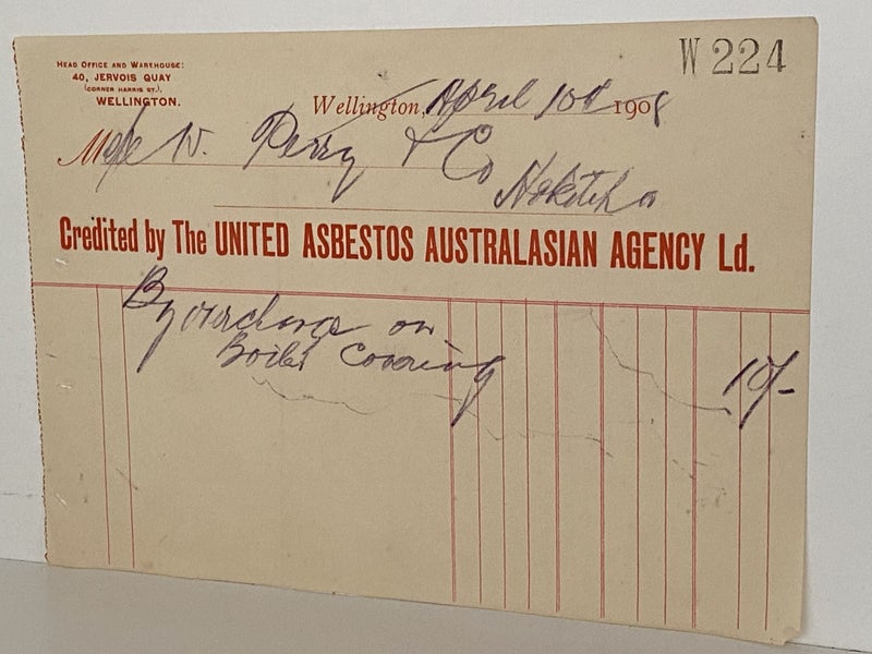 ANTIQUE INVOICE: The United Asbestos Australasian Agency Ld. Wellington 1908 Carousel 2