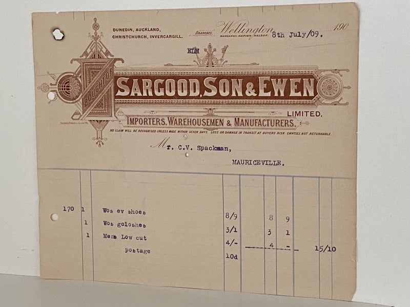 VINTAGE INVOICE: Sargood, Son & Ewen, Wellington 1934 Carousel 2