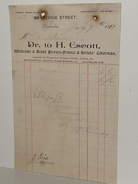 ANTIQUE INVOICE: H. Escott, Dunedin - Picture Framers 1911 (113yo) Carousel 2