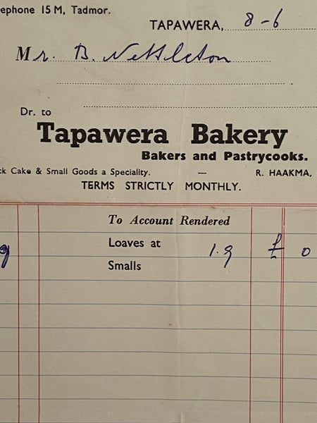 VINTAGE INVOICE: Tapawera Bakery - Bakers and Pastrycooks 1961 Carousel 2