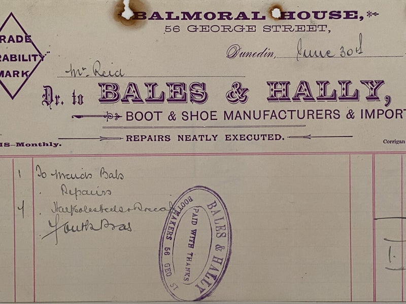 ANTIQUE INVOICE: Bales & Hally, Dunedin - Boot and Shoes 1895 (129yo) Carousel 1