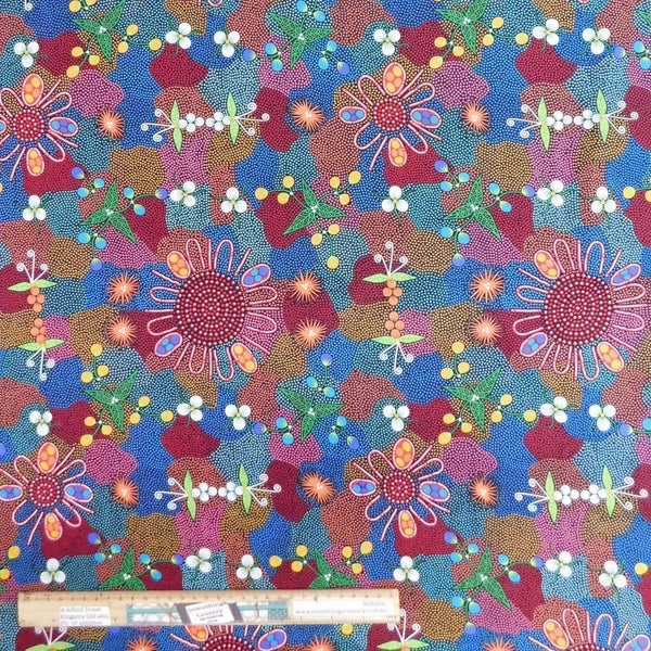 Patchwork Quilting Fabric Aboriginal Bush Orange Red 50x55cm FQ Carousel 2