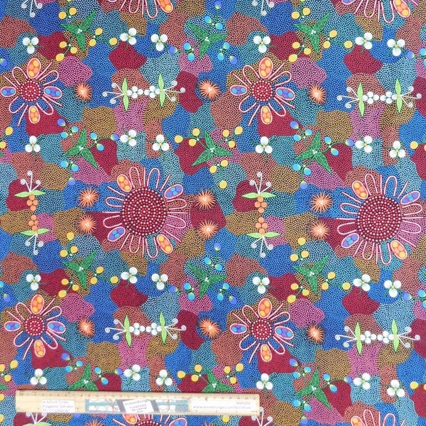 Patchwork Quilting Fabric Aboriginal Bush Orange Red 50x55cm FQ Carousel 3