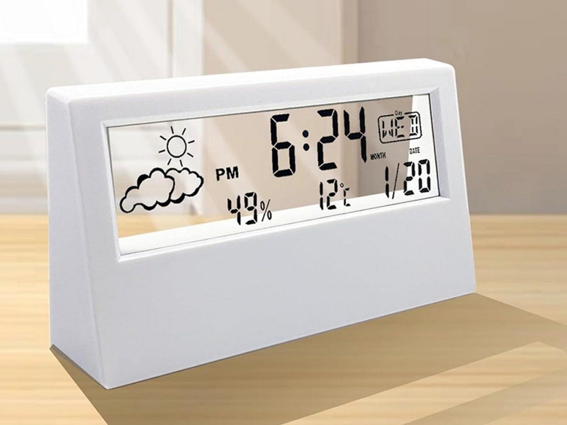 Desktop Digital Alarm Clock with Temperature Humidity Alarm Clock Transparent Carousel 1