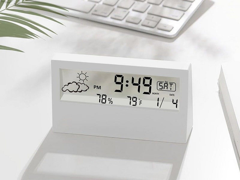 Desktop Digital Alarm Clock with Temperature Humidity Alarm Clock Transparent Carousel 3