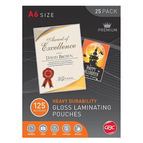 A6 Gloss Laminating Pouch 125 micron x 25 Carousel 1